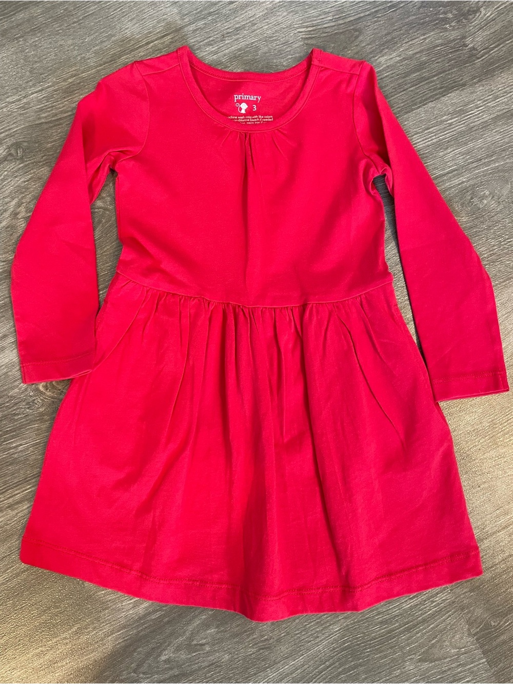 Primary NWOT Red Long Sleeve Perfect Pocket Dress Size 3